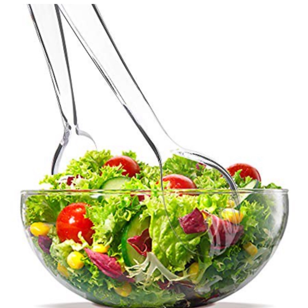Clear Acrylic Fork & Spoon Salad Server Set